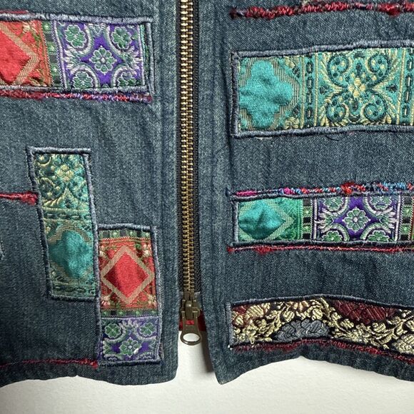 Coldwater Creek Jean Vest Patchwork Women's Size Medium Granny Cottage Prairie - Picture 4 of 14
